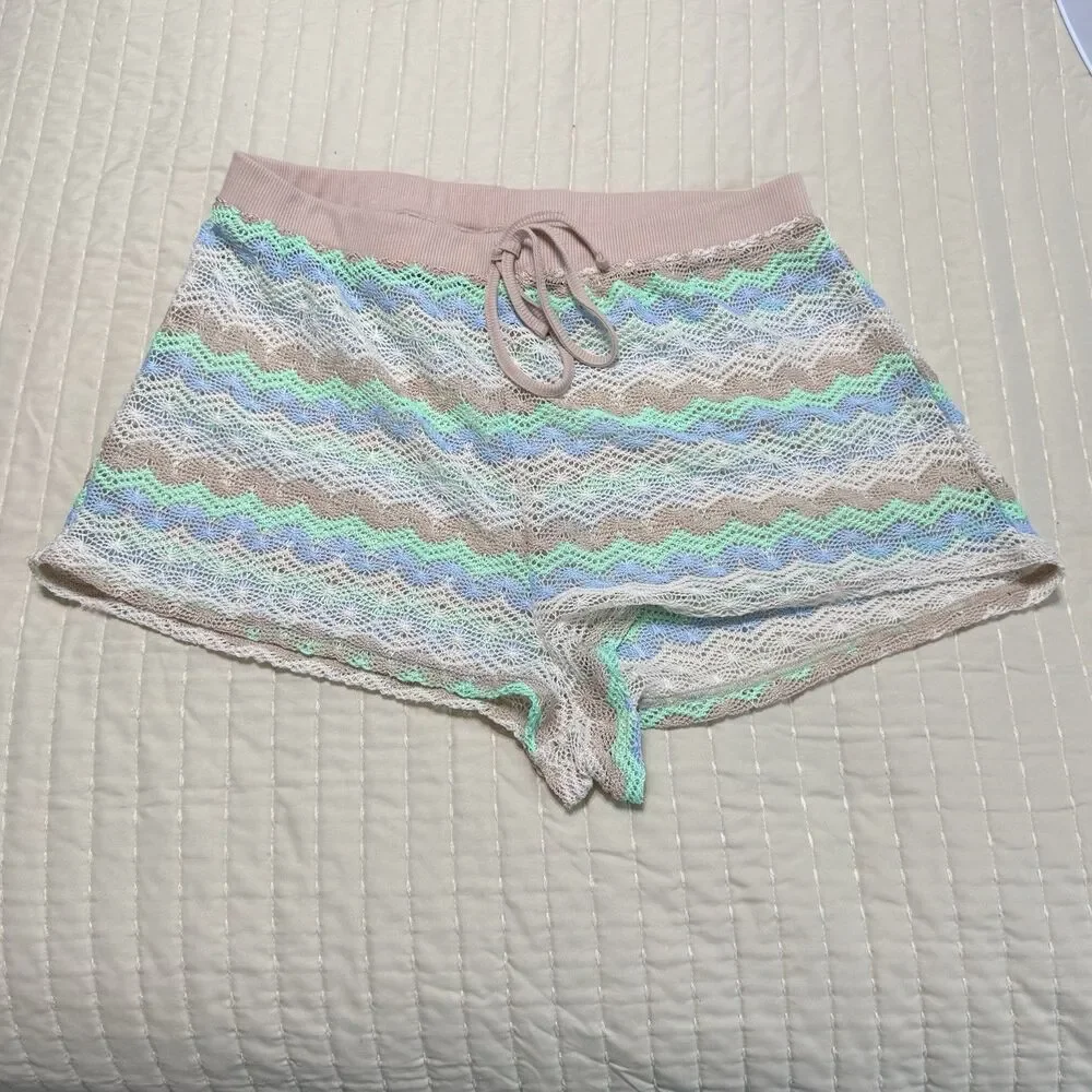Wild Fable Women’s Crochet Cover Up Shorts | Striped Pattern | Medium